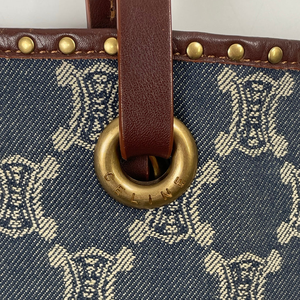 CELINE / スタッズデザイン デニムマカダムトートバッグ