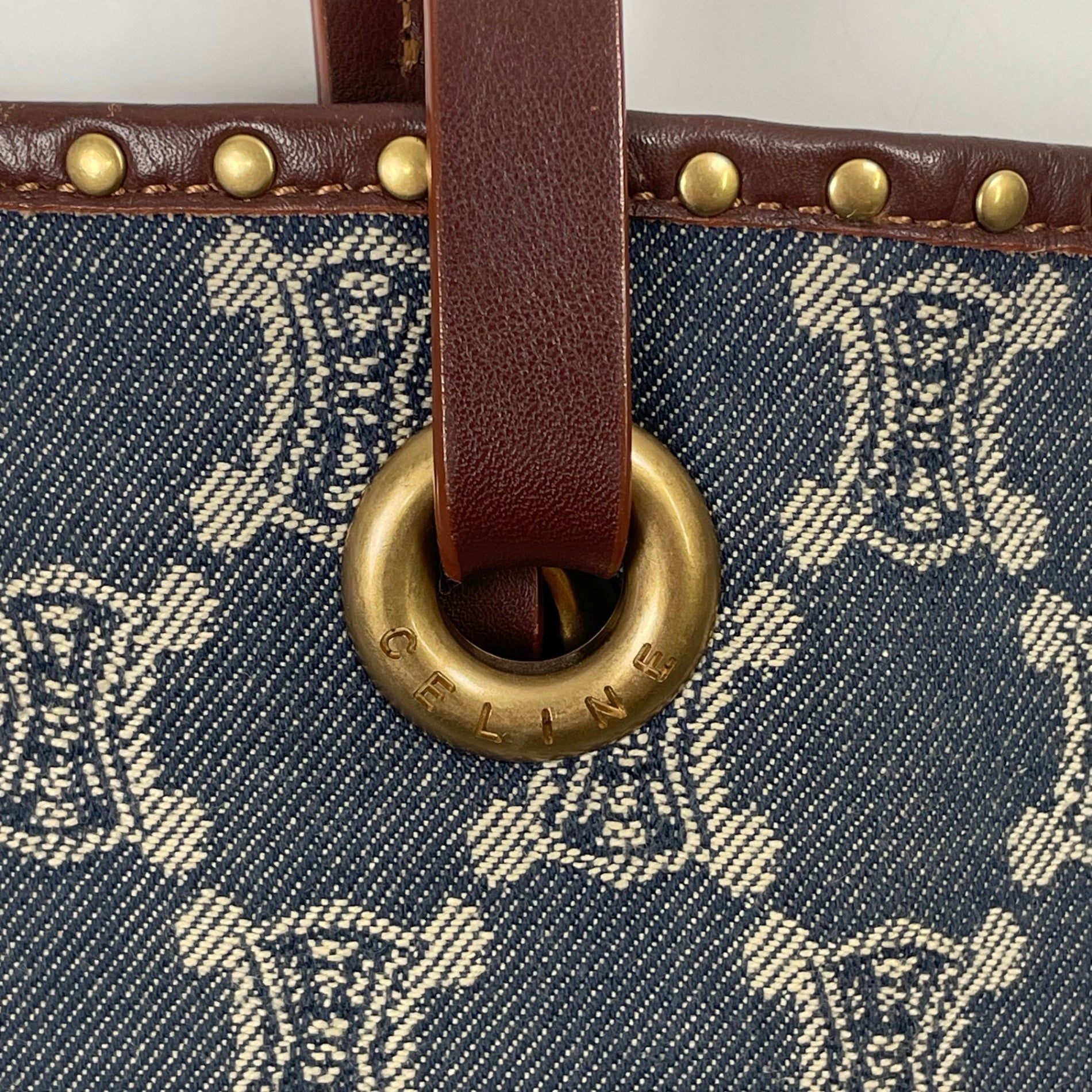 CELINE / スタッズデザイン デニムマカダムトートバッグ