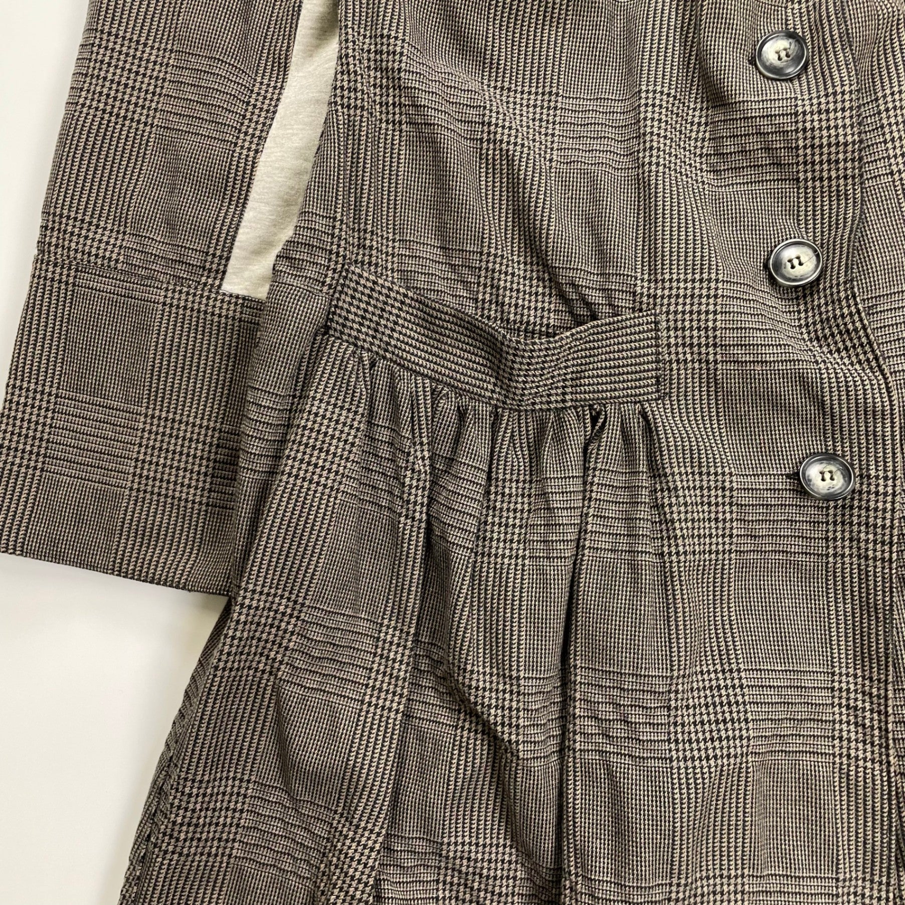 MIRIAM PONSA ミリアム ポンサ / 切替スウェット切替 グレンチェックコート 参考定価：50,000程度 SIZE:34