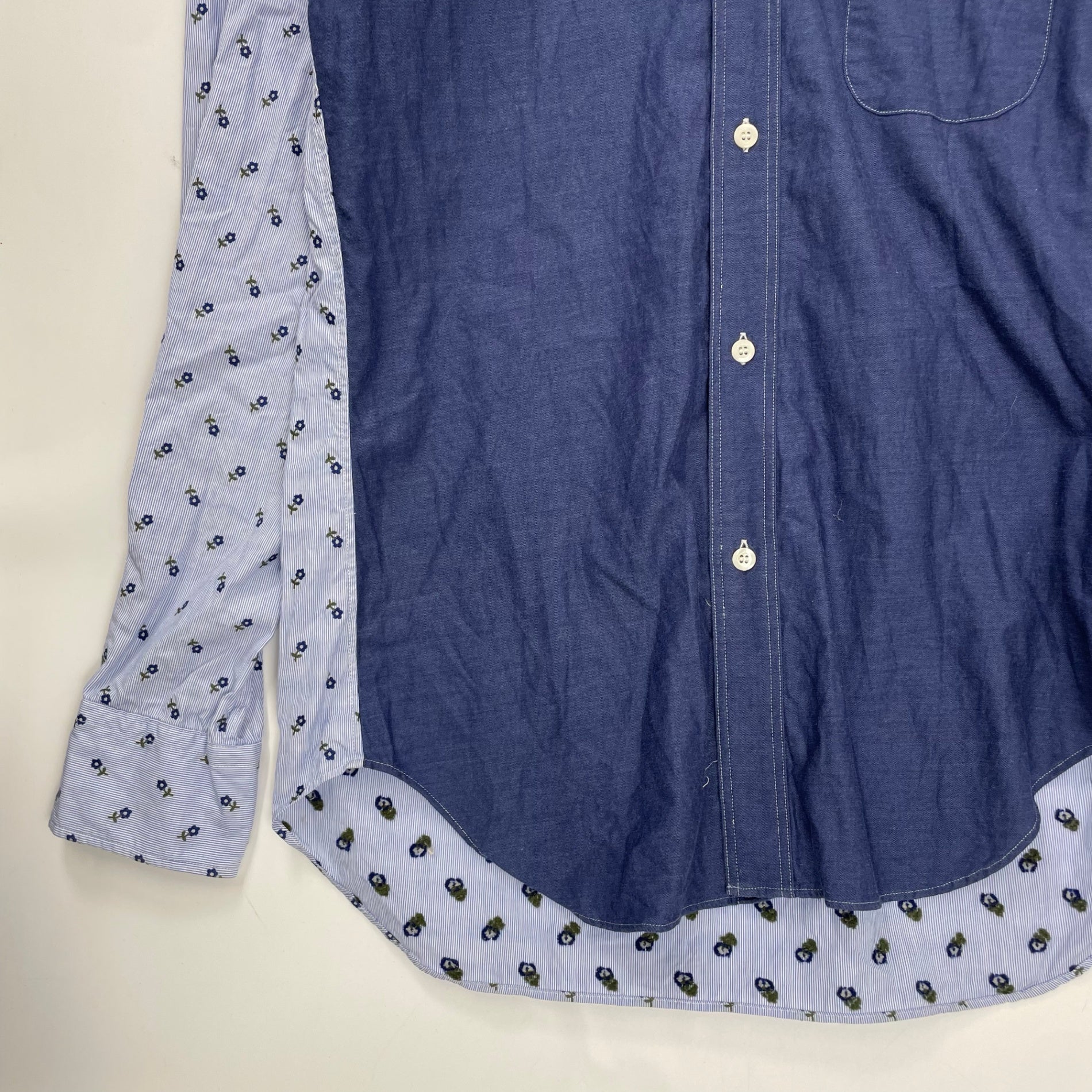 JUNYA WATANABE COMME des Garcons MAN ジュンヤワタナベ コムデギャルソン メン / フラワー刺繍切替シャツ 日本製 SIZE:S