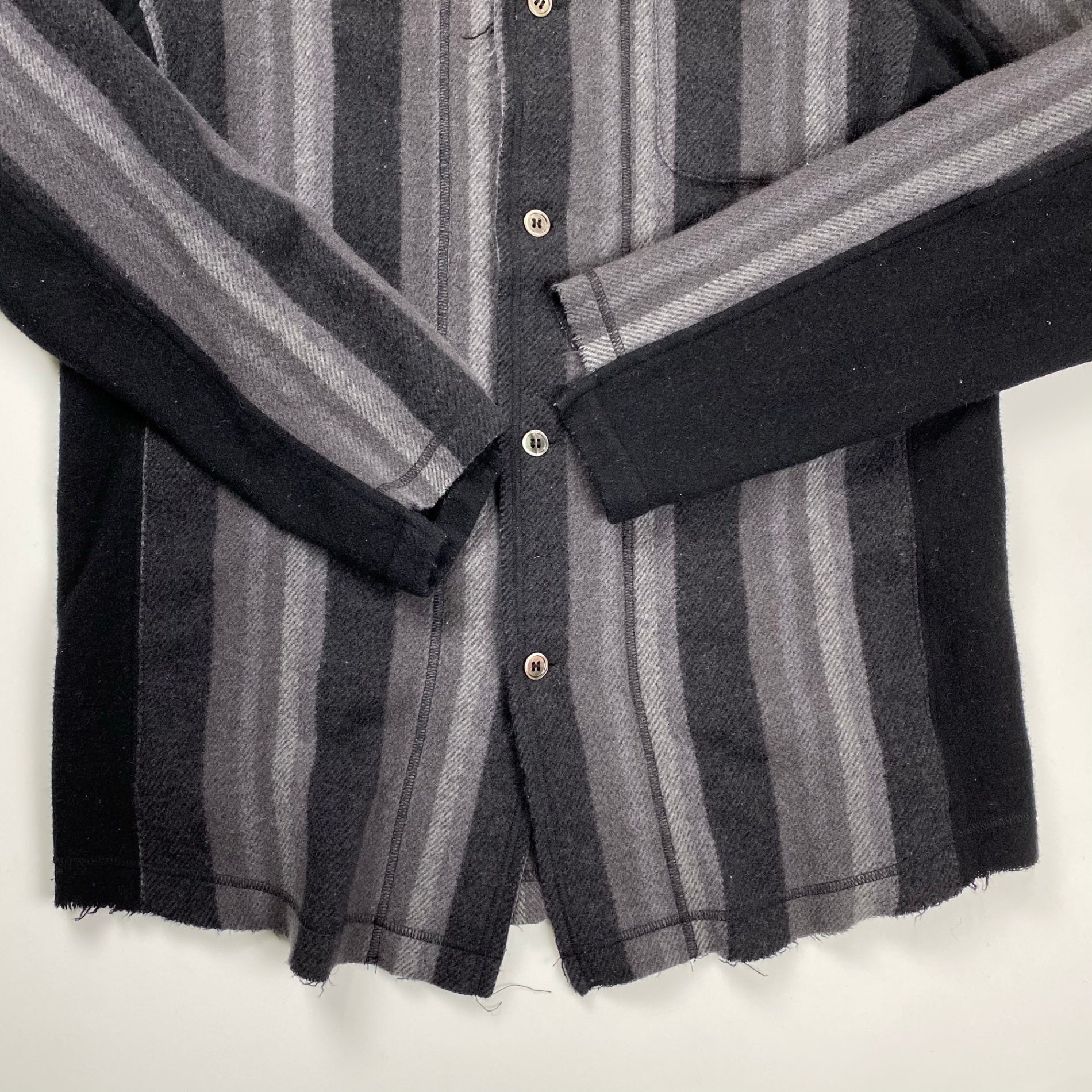 03AW Undercoverism アンダーカバイズム / アーカイブ paper doll期 再構築ブランケットシャツ グレー×ブラック SIZE：L