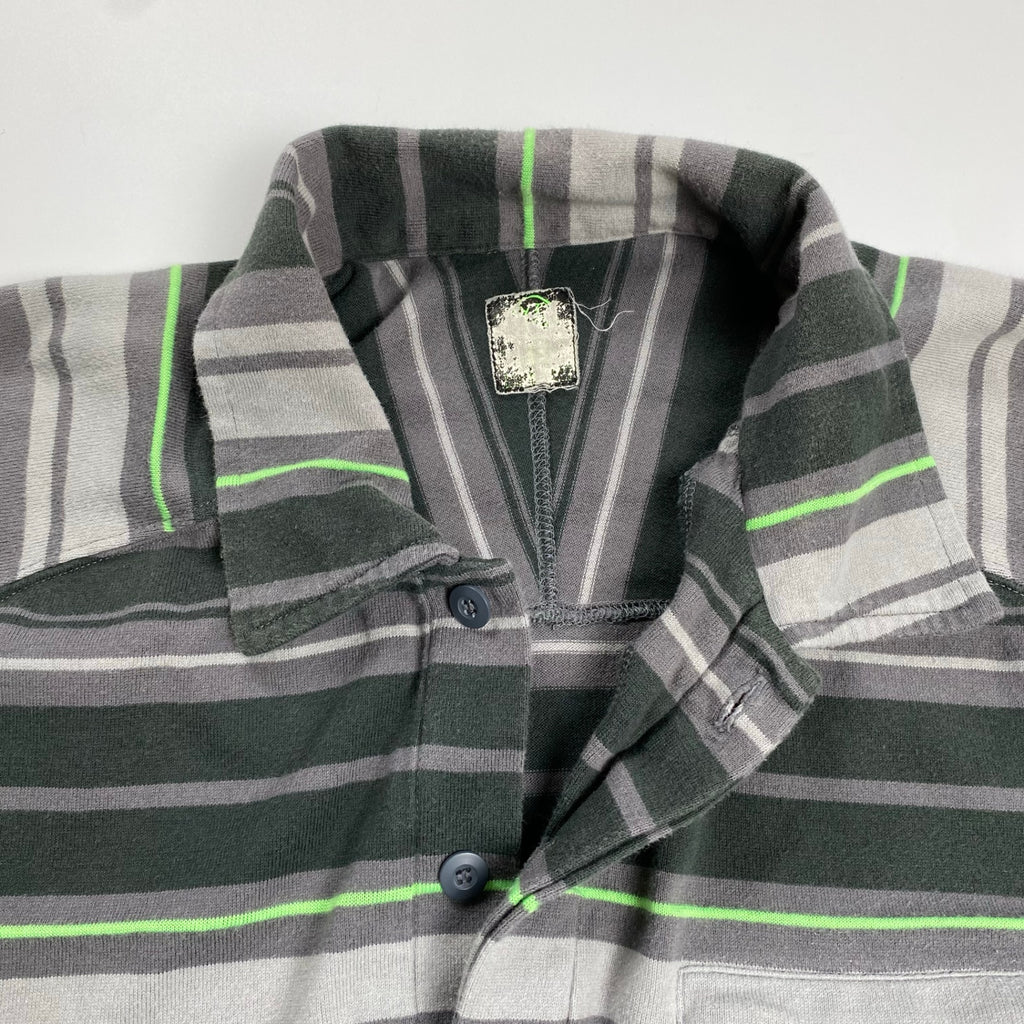 01SS UNDERCOVER アンダーカバー / アーカイブ ネオンボーダー ポロシャツ グレー×グリーン Z239-2 SIZE:M