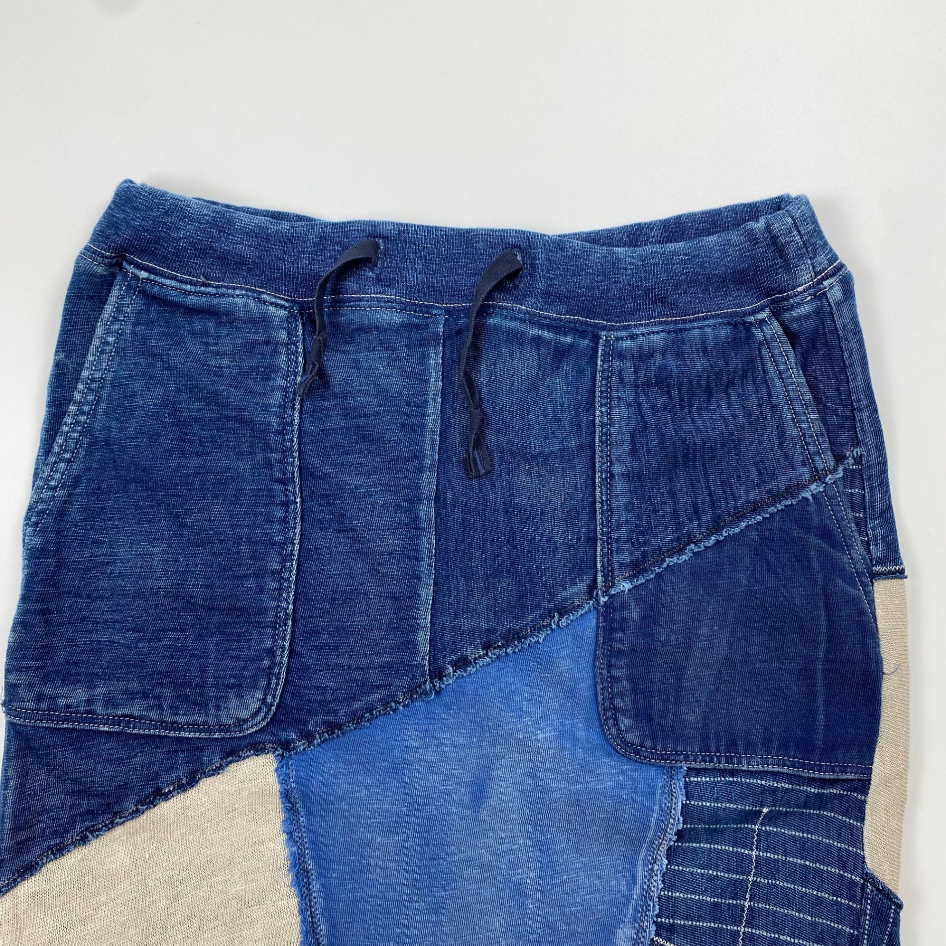 KAPITAL キャピタル / パッチワーク インディゴ タイト ロングスカート コットン リネン SIZE:XS