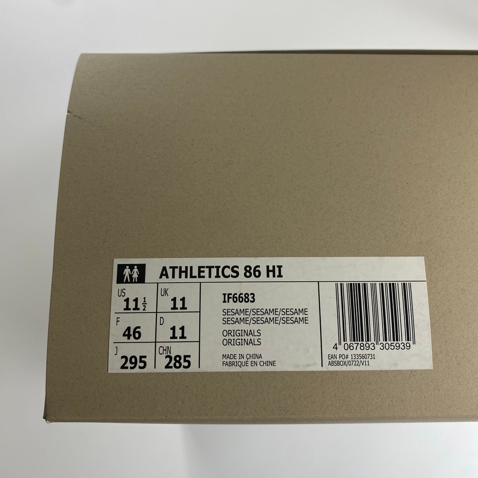 adidas × FEAR OF GOD ATHLETICS アディダス フィアオブゴッド アスレチックス / ATHLETICS 86 Hi Sesame IF6683 箱・替え紐付 SIZE:US 11 1/2 29.5cm
