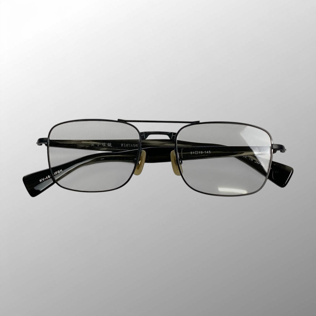 金子眼鏡 VINTAGEライン / 2ブリッジ スクエア ブラック 度なしクリアレンズ 参考定価：42,000+tax