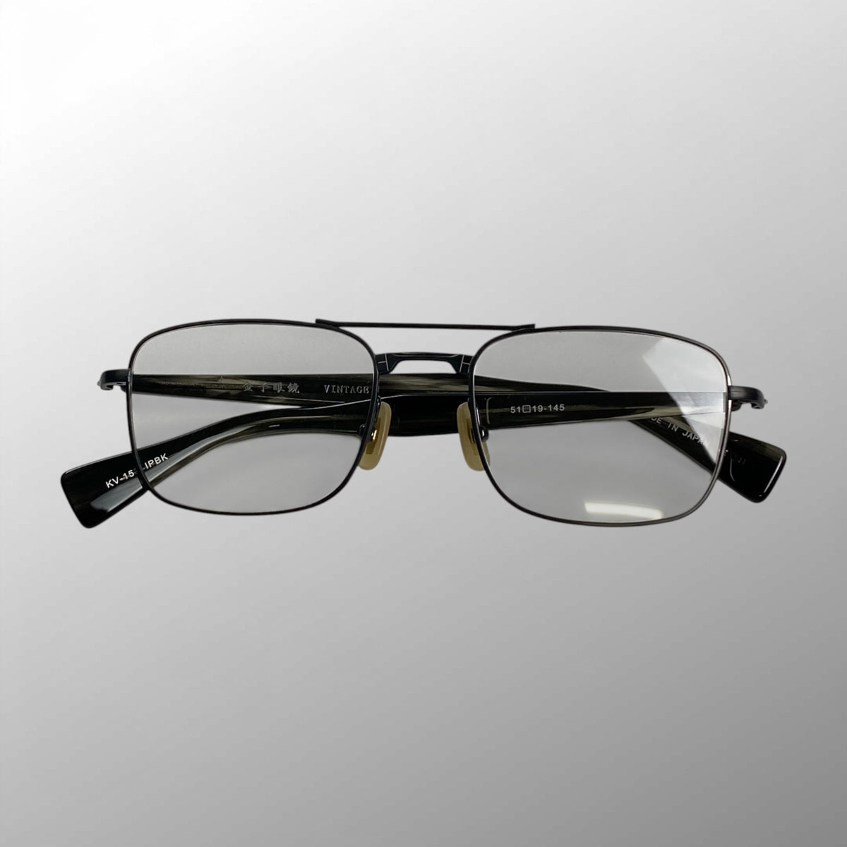 金子眼鏡 VINTAGEライン / 2ブリッジ スクエア ブラック 度なしクリアレンズ 参考定価：42,000+tax