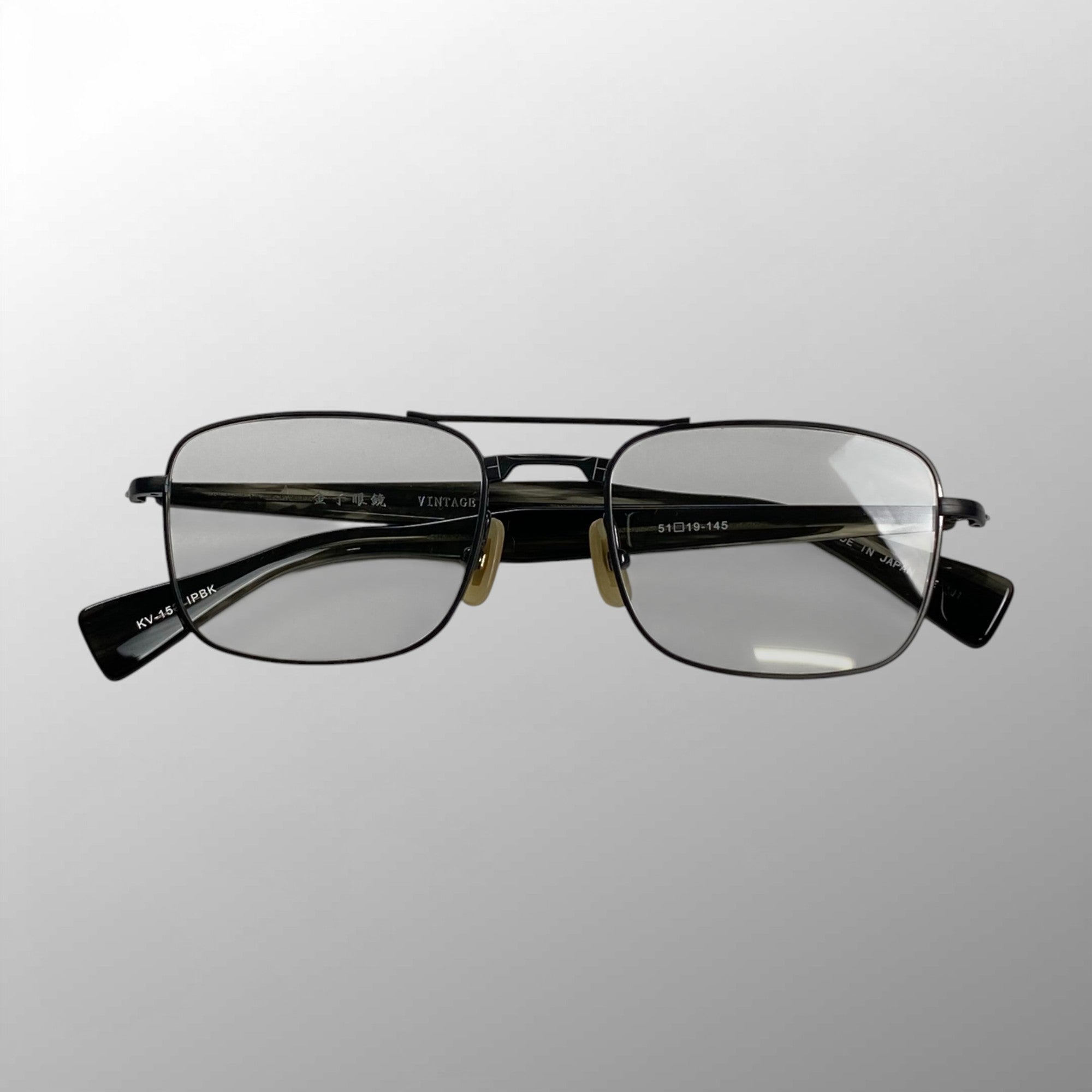 金子眼鏡 VINTAGEライン / 2ブリッジ スクエア ブラック 度なしクリアレンズ 参考定価：42,000+tax