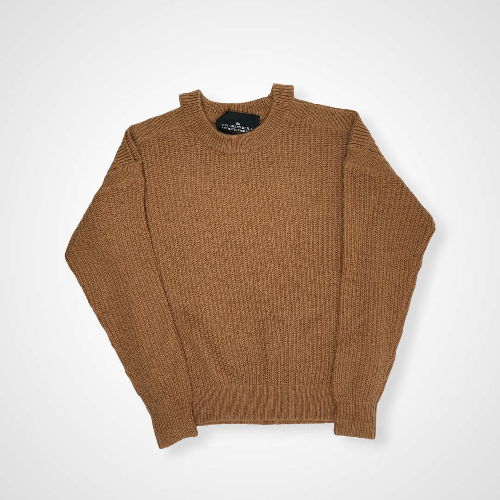 DESIGNERS REMIX CHARLOTTE ESKILDSEN デザイナーズ リミックス / オープンショルダーニット ブラウン 参考定価：33,000程度 SIZE：XS