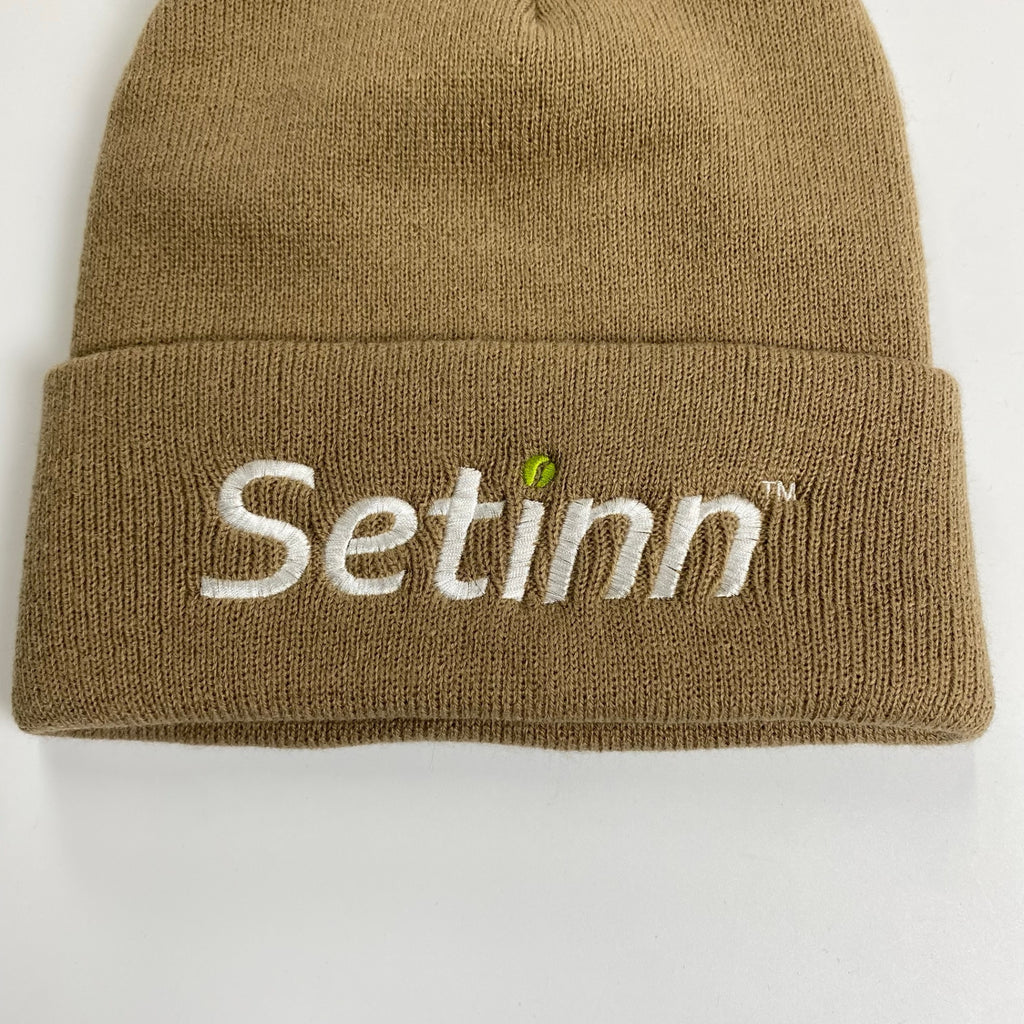 【タグ付】 Setinn × APPLE BUTTER STORE (ABS) / コラボ 刺繍ロゴ ニット帽 ビーニー ブラウン SIZE:FREE