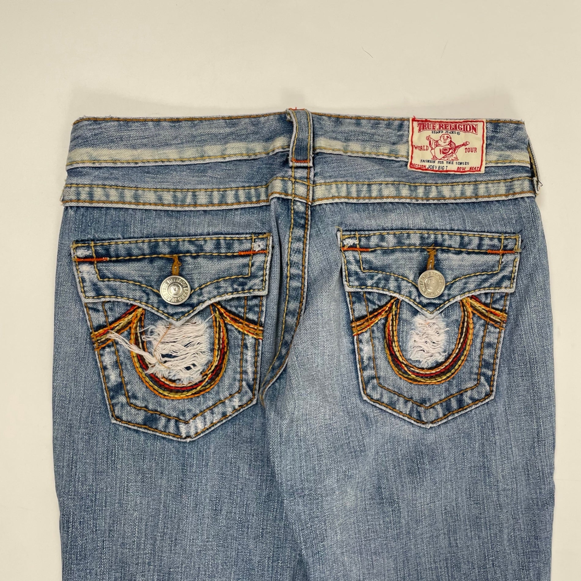 TRUE RELIGION / USA製 JOEY BIG T ダメージ加工フレアデニムパンツ
