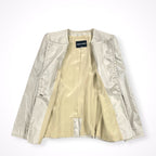 GIORGIO ARMANI / シルクMIX1Bフリルジャケット BORGO21製 参考定価：250,000程度 SIZE:38