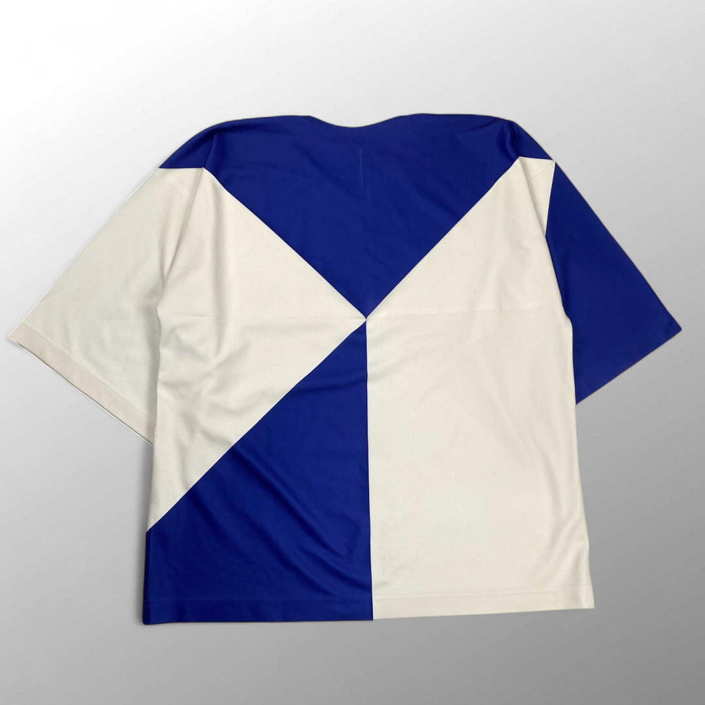 IM MEN アイムメン / GEOMETRY JERSEY STITCH 幾何学柄 カットソー Tシャツ ホワイト×ブルー SIZE:3