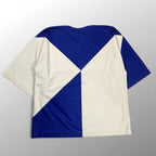 IM MEN アイムメン / GEOMETRY JERSEY STITCH 幾何学柄 カットソー Tシャツ ホワイト×ブルー SIZE:3