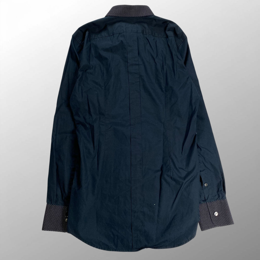 DOLCE＆GABBANA ドルチェ＆ガッバーナ / ブラックシャツ ドット柄 DGプレート MADE IN ITALY SIZE：38(M程度)