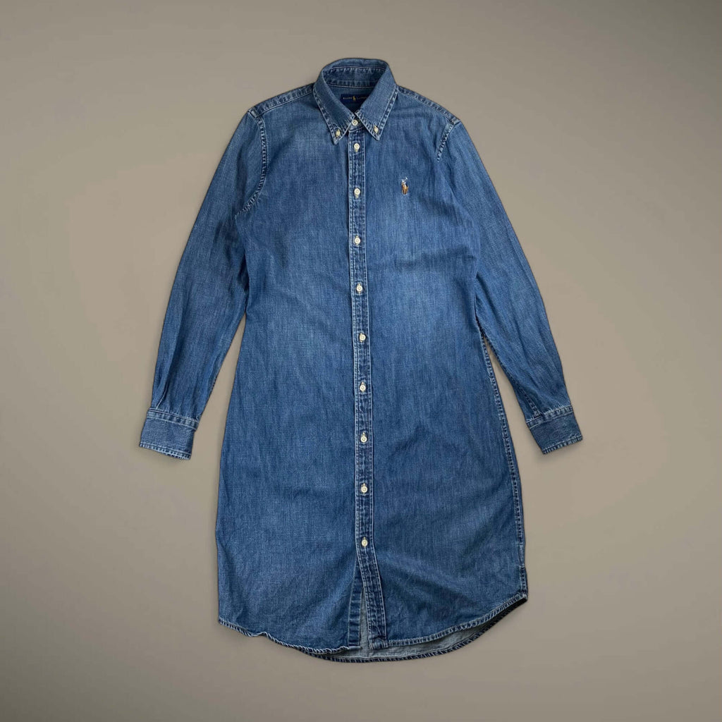 【美品】 RALPH LAUREN ラルフローレン / デニムシャツワンピース ボタンダウン SIZE:M