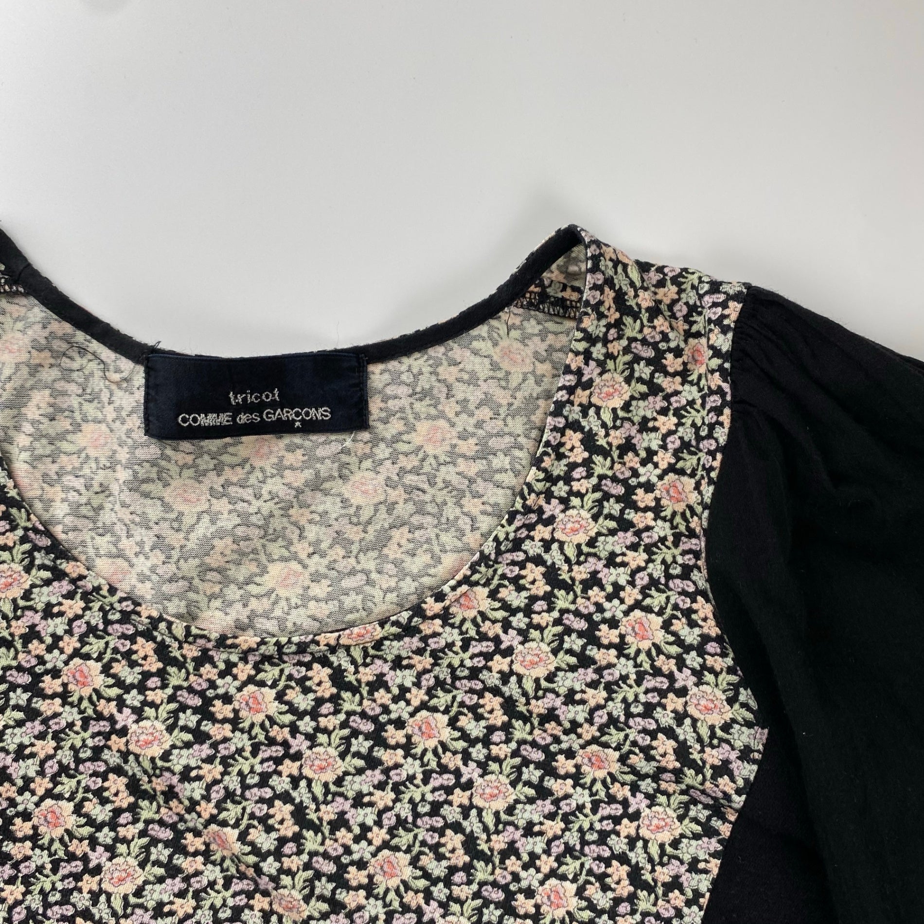 tricot COMME des GARCONS トリコ コムデギャルソン / フラワープリント×刺繍カットソー ブラウス AD2007 SIZE:S-M程度
