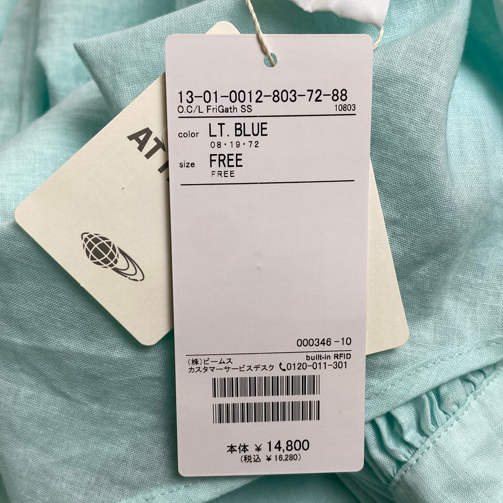 BEAMS BOY ビームスボーイ / コットンリネンフリルギャザーブラウス 未使用 参考定価：14,800+tax SIZE:FREE