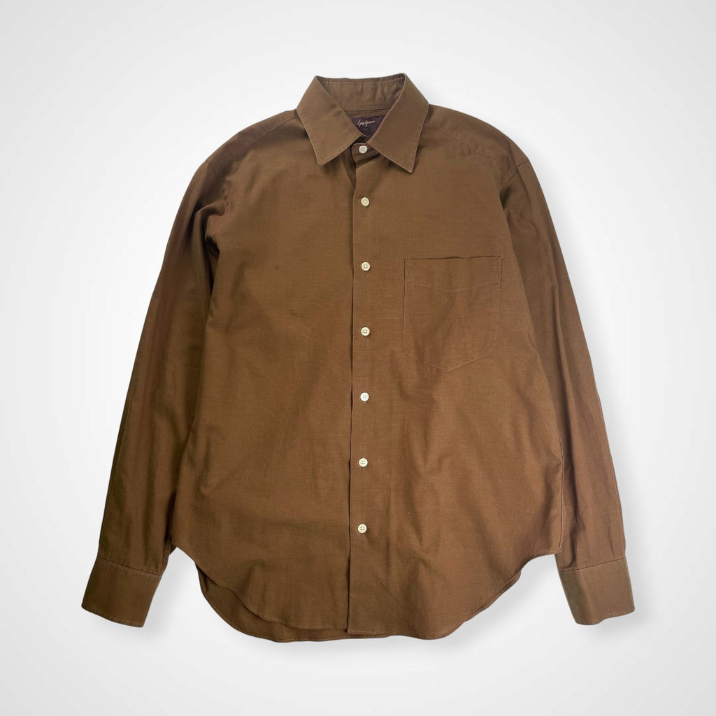 Yohji Yamamoto A.A.R ヨウジヤマモト アール / 90-00s 偏光 ボックスシルエットシャツ ブラウン 参考定価：16,000程度 SIZE：M