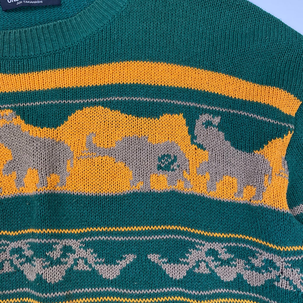 97SS UNDERCOVER アンダーカバー / アーカイブ エレファント期 エレファントニット グリーン×イエロー ユニセックス