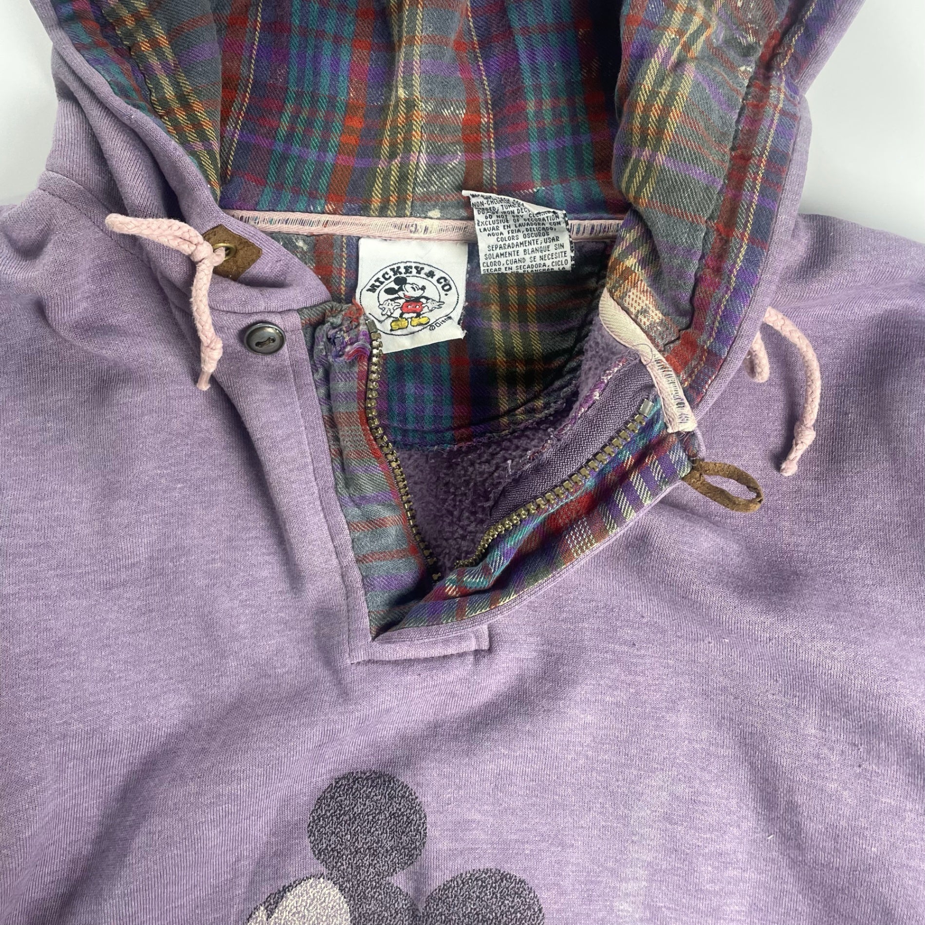 DISNEY＆CO × GENUS ディズニー ミッキー / 80s- ハーフジッププルオーバー パーカー パープル SIZE：L