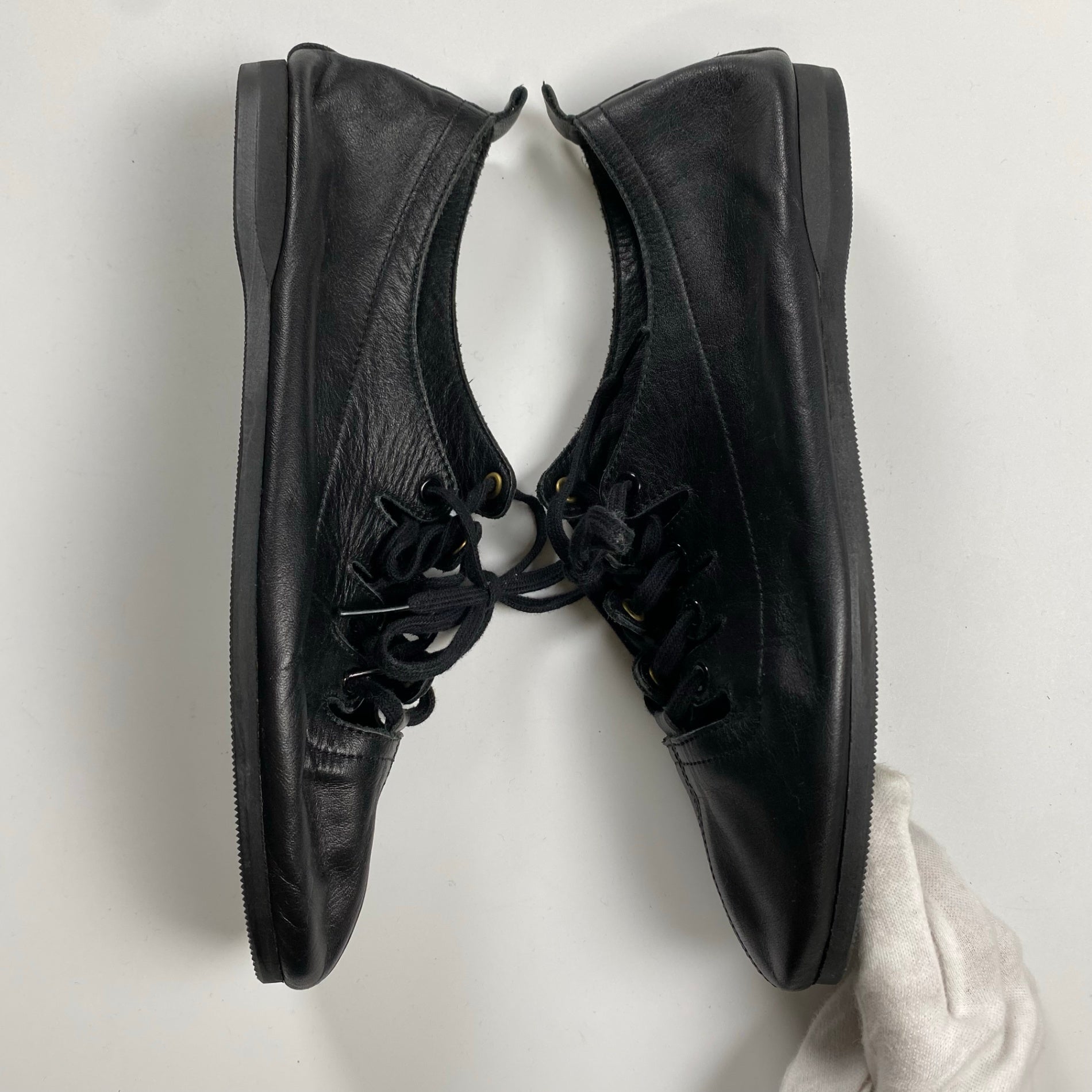 VINTAGE 8-90s yohji yamamoto ヨウジヤマモト / Gillies shoes ギリーシューズ レザー ブラック 丸文字 SIZE:M(23cm程度)