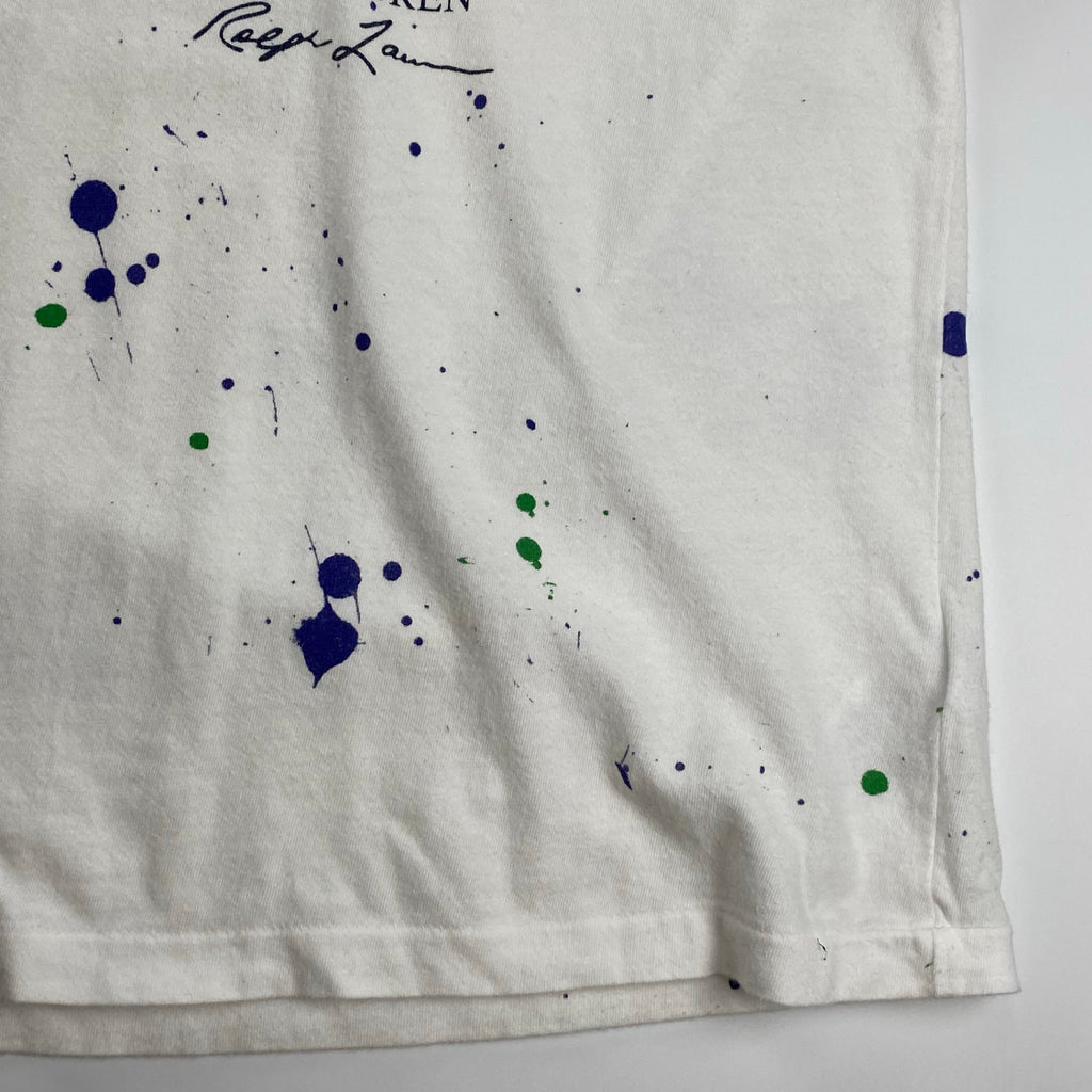 POLO RALPH LAUREN ポロ ラルフローレン / ポロベア ペンキ加工  Tシャツ 筆記体ロゴ レアデザイン SIZE:S