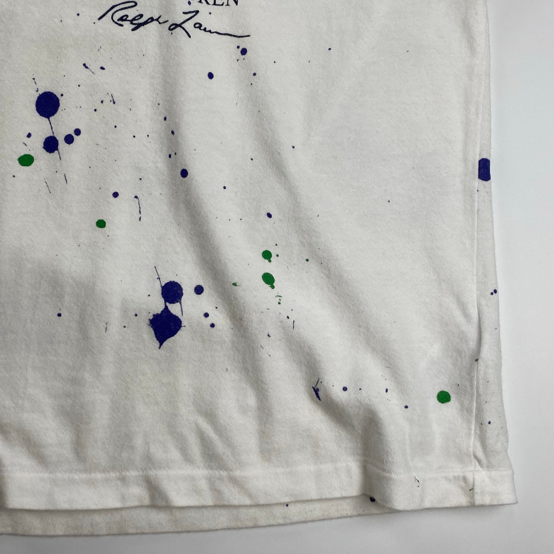 POLO RALPH LAUREN ポロ ラルフローレン / ポロベア ペンキ加工  Tシャツ 筆記体ロゴ レアデザイン SIZE:S