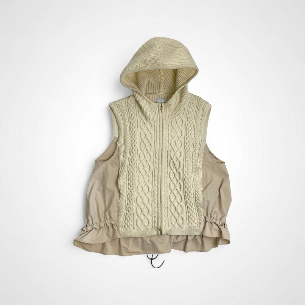 trois トロア / 異素材ケーブルニットベスト アイボリー 参考定価：18,000+tax SIZE:FREE