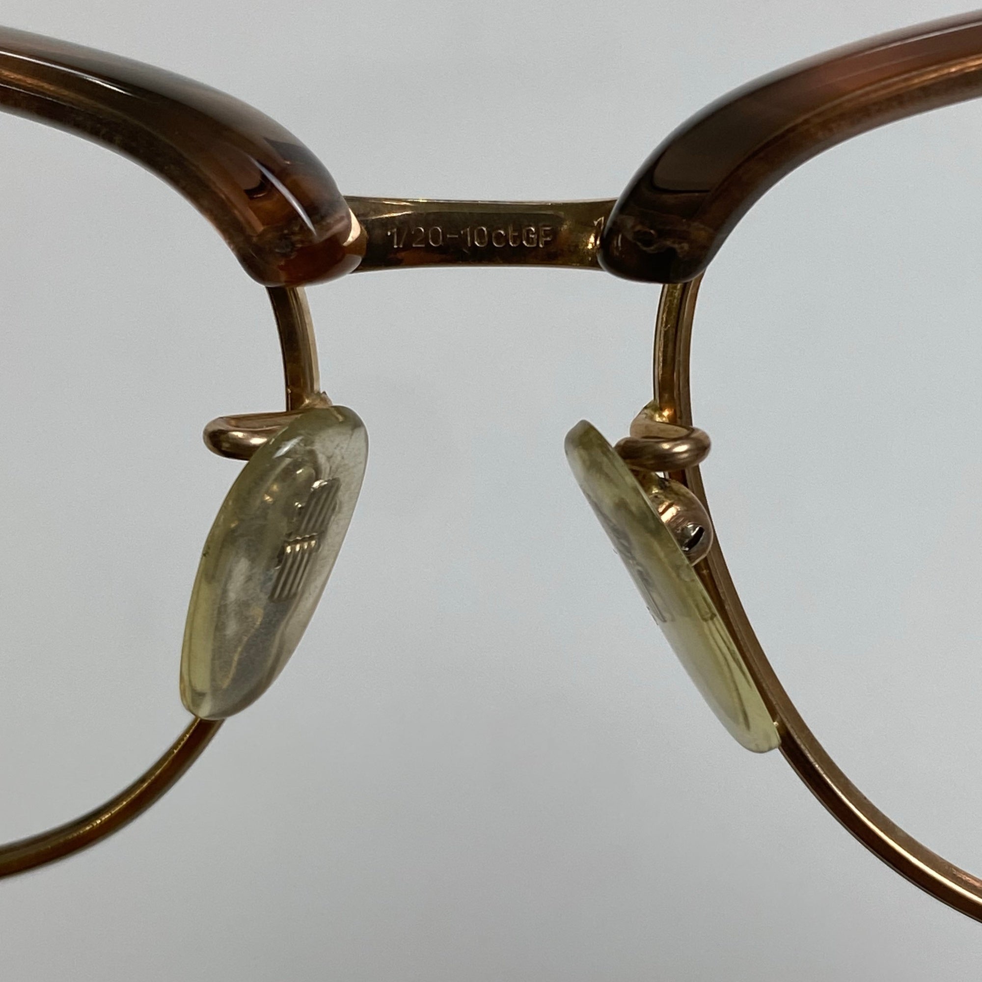EURO VINTAGE 西ドイツ製 / ヴィンテージ メガネ アイブロウ K10GF ブラウン ゴールド レンズ無