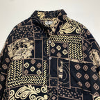 VINTAGE ヴィンテージ / レーヨン マルチプリントシャツ ブラック SIZE:L