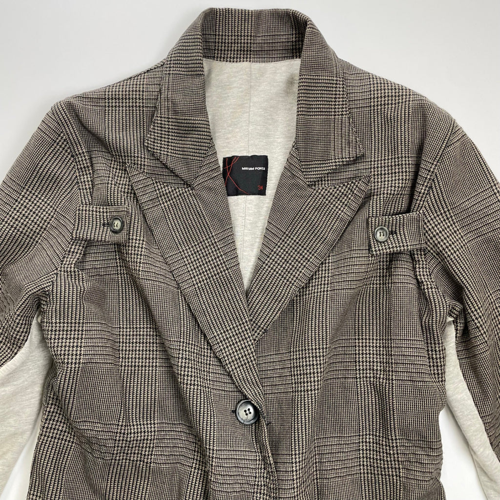MIRIAM PONSA ミリアム ポンサ / 切替スウェット切替 グレンチェックコート 参考定価：50,000程度 SIZE:34