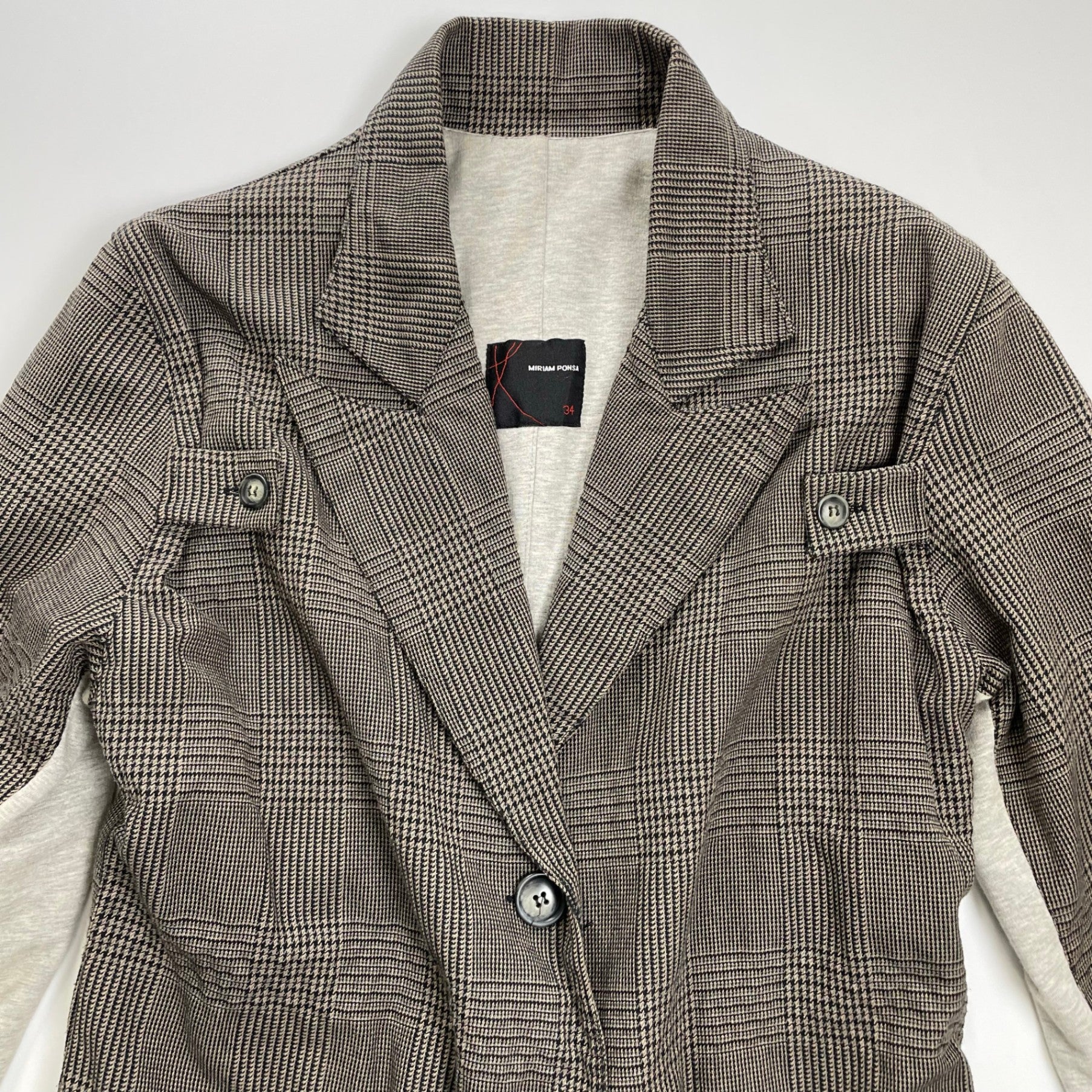 MIRIAM PONSA ミリアム ポンサ / 切替スウェット切替 グレンチェックコート 参考定価：50,000程度 SIZE:34