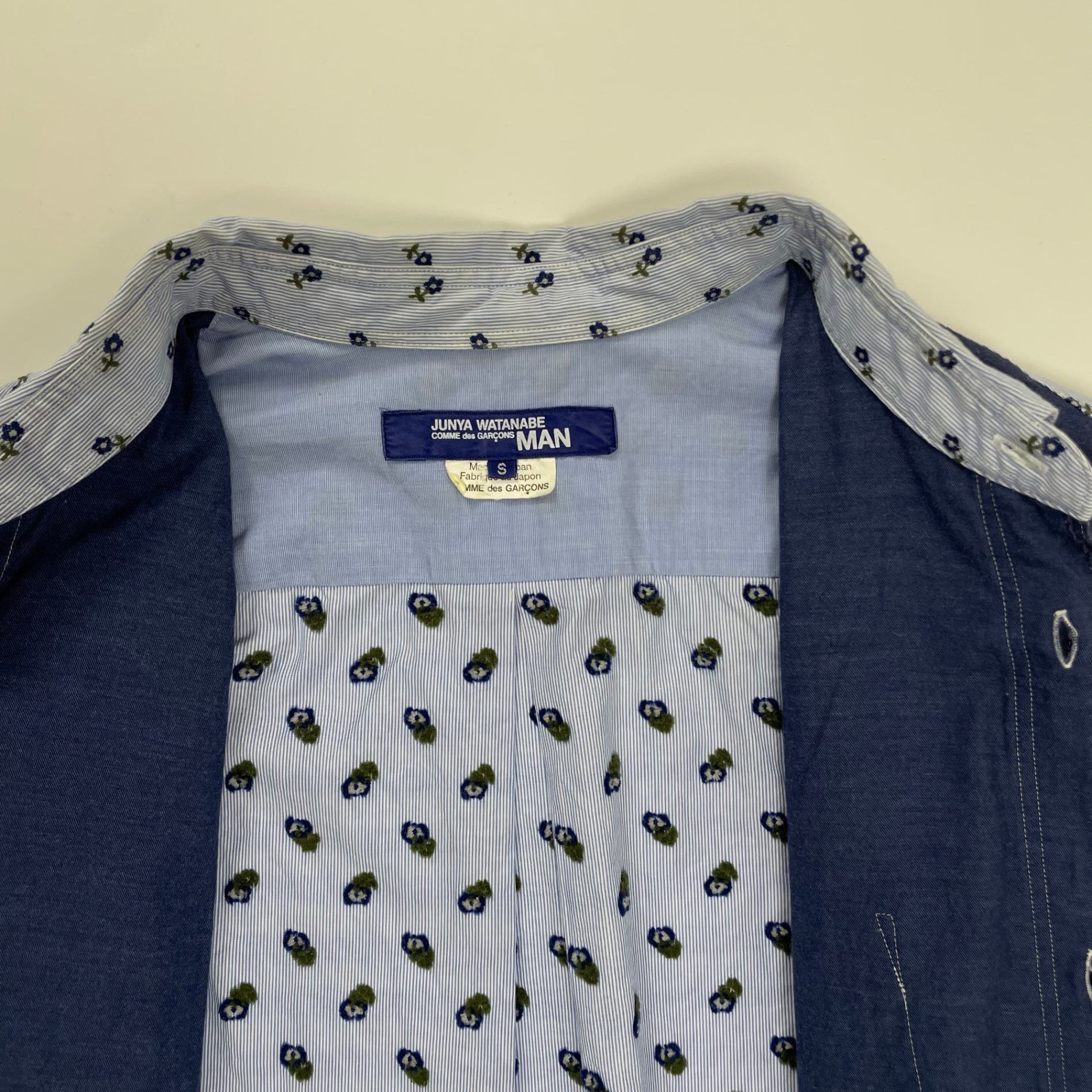 JUNYA WATANABE COMME des Garcons MAN ジュンヤワタナベ コムデギャルソン メン / フラワー刺繍切替シャツ 日本製 SIZE:S