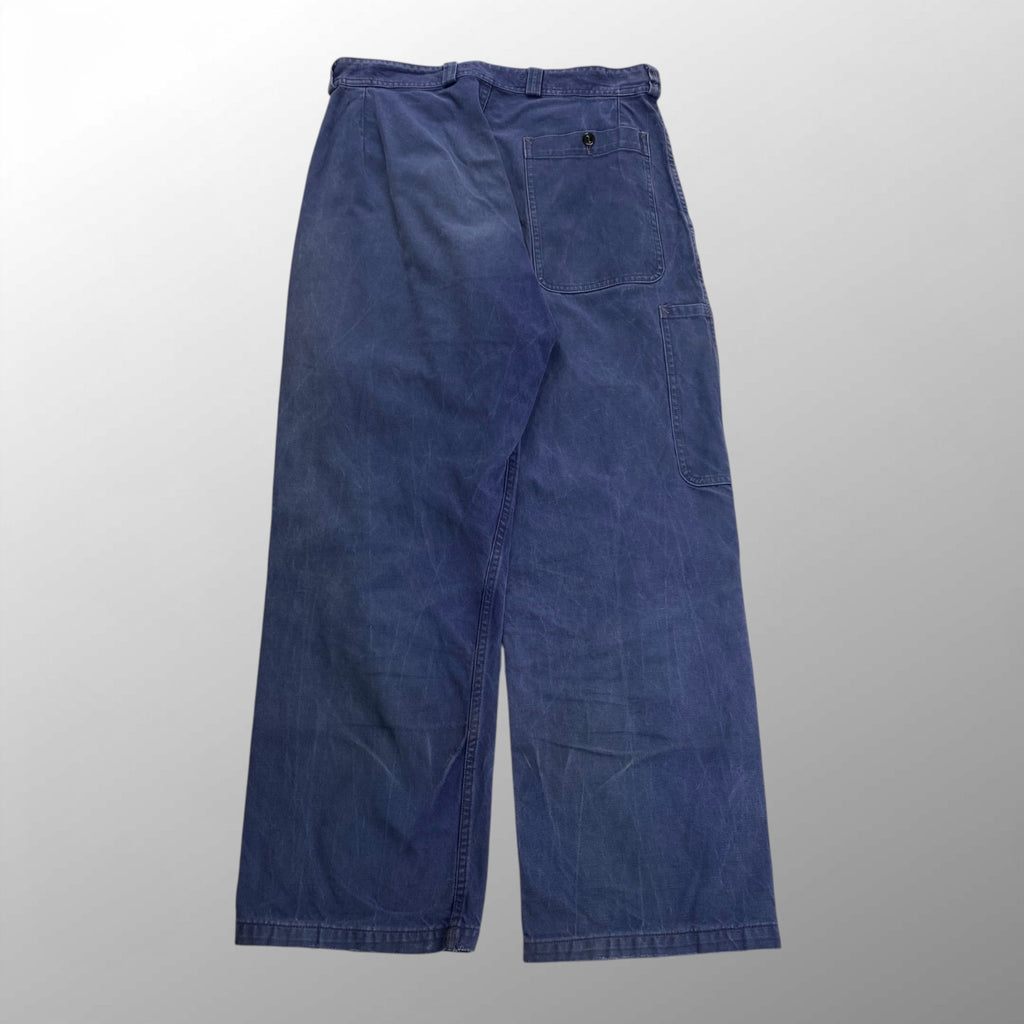 60s FRENCH VINTAGE / 1タック レイルマンパンツ 片ポケ フェード ツールポケット SIZE:W80cm