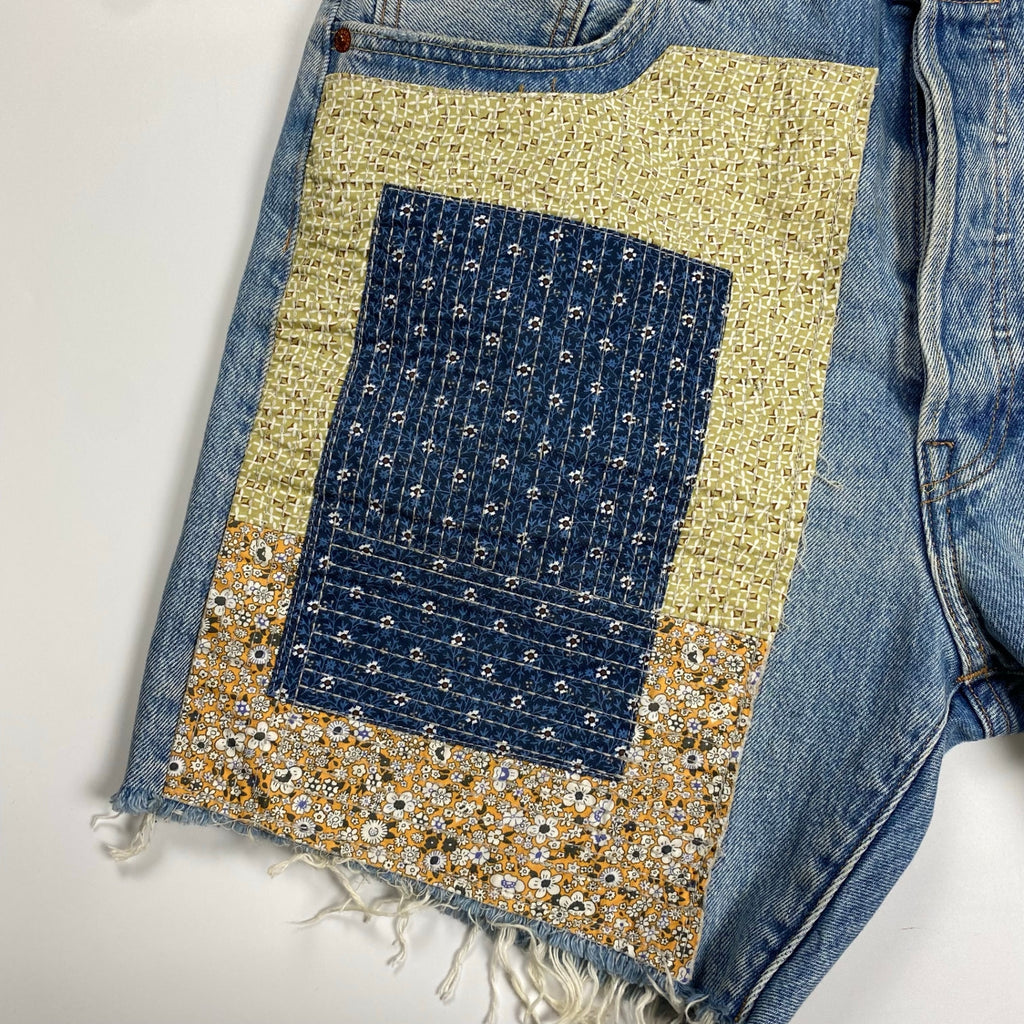 Levi's リーバイス / 150周年記念 もんぺ 刺し子 ハーフデニムパンツ パッチワーク SIZE:W36