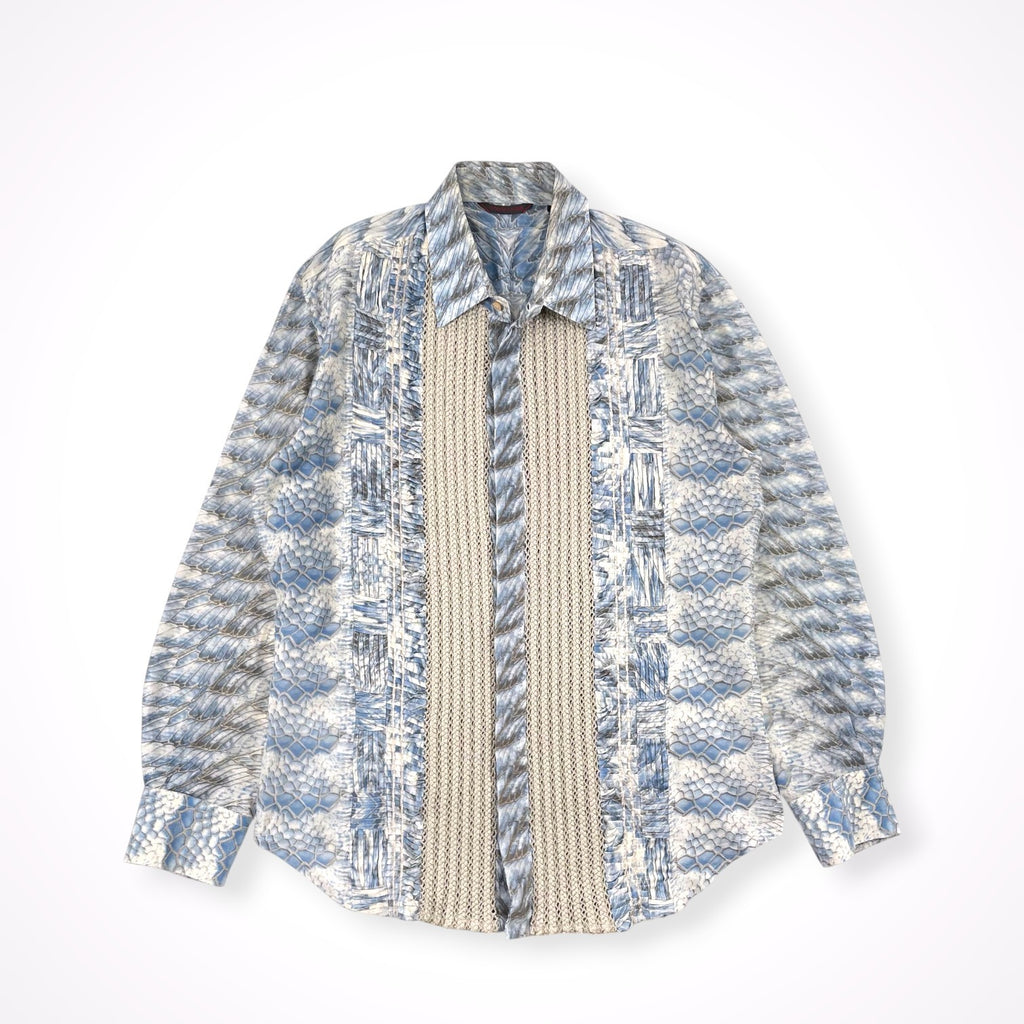 roberto cavalli / パイソン＆フェザー柄切替シャツ 参考定価：100,000程度 SIZE:48