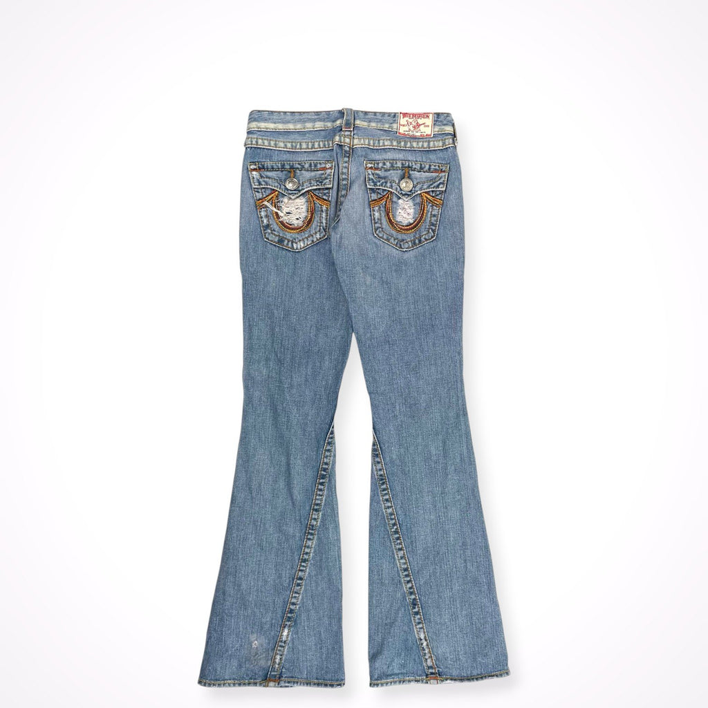 TRUE RELIGION / USA製 JOEY BIG T ダメージ加工フレアデニムパンツ SIZE:28