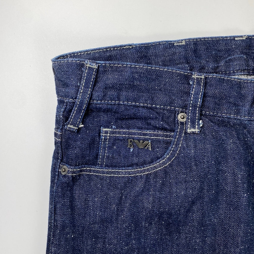 EMPORIO ARMANI エンポリオ アルマーニ / エンブレム デニムパンツ 裾ダブル SIZE：W30