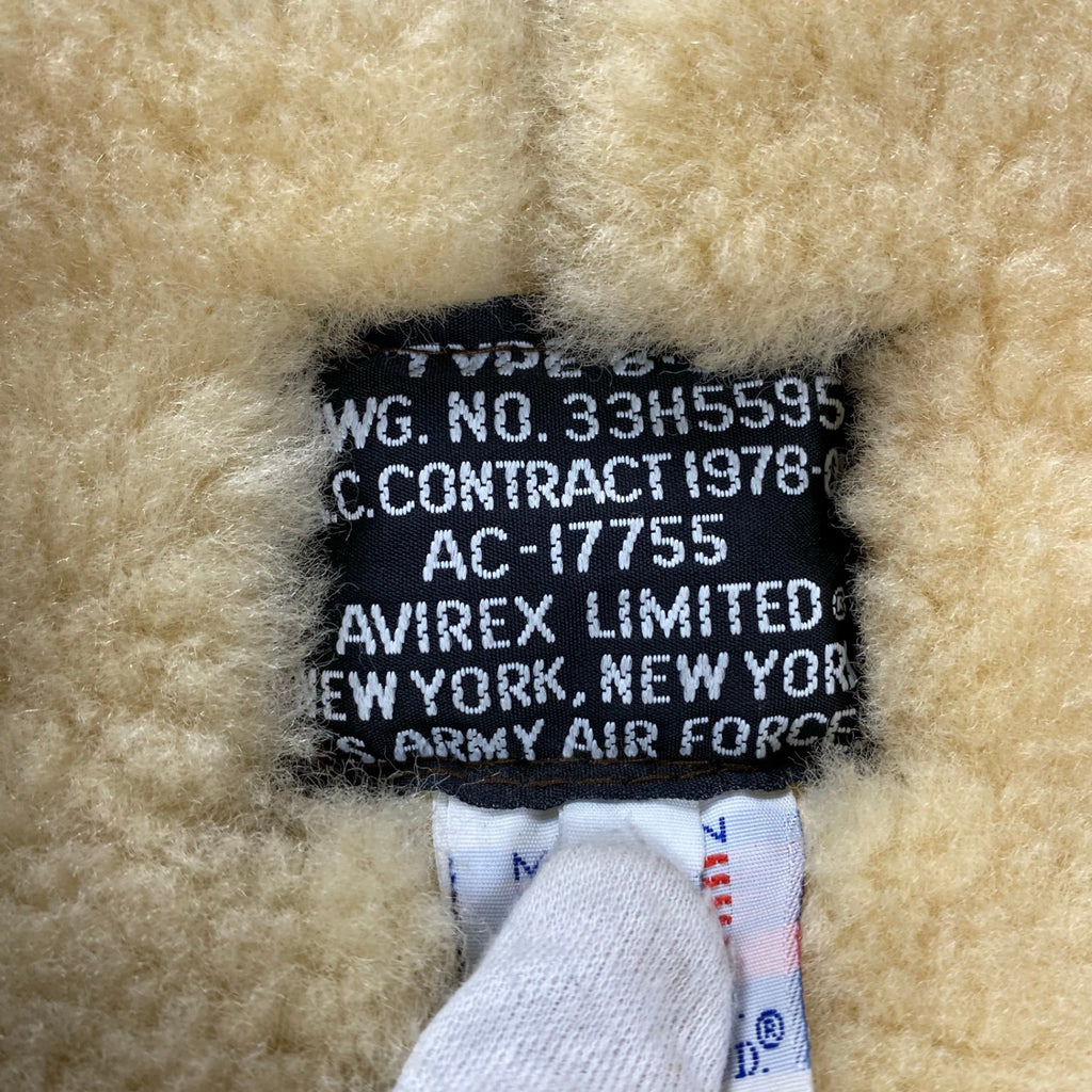 AVIREX アヴィレックス / B-3ムートンジャケット 革パッチ 78年復刻 SCOVILLジッパー 硬化なし SIZE：40