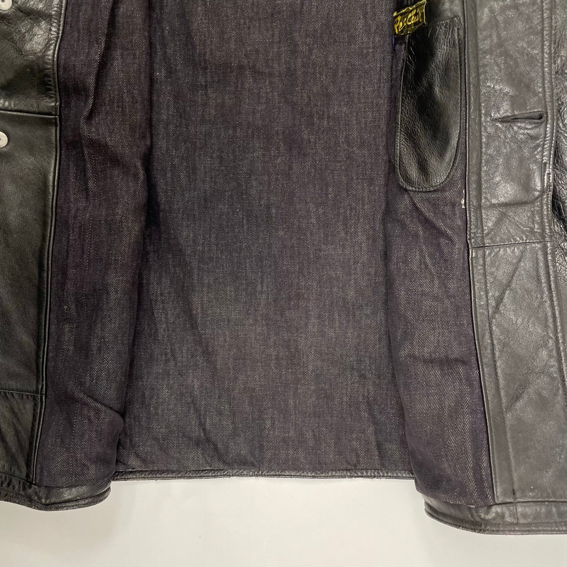 EURO VINTAGE ユーロヴィンテージ / 6-70s フレンチレザーカーコート ステアハイド デニム裏地 SIZE:M程度