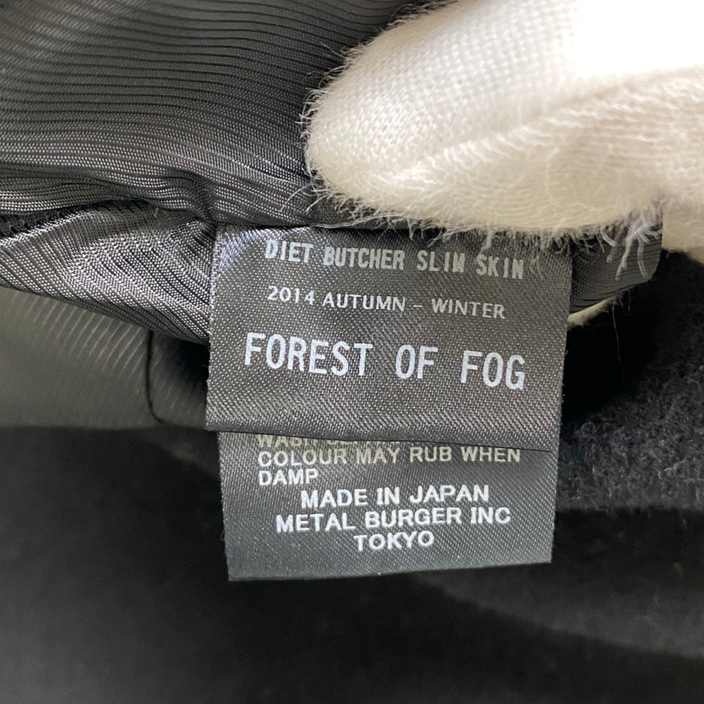 DIET BUTCHER SLIM SKIN ダイエットブッチャー スリムスキン / メルトン ライダースコート スタッズ レザー切替 ブラック SIZE：1