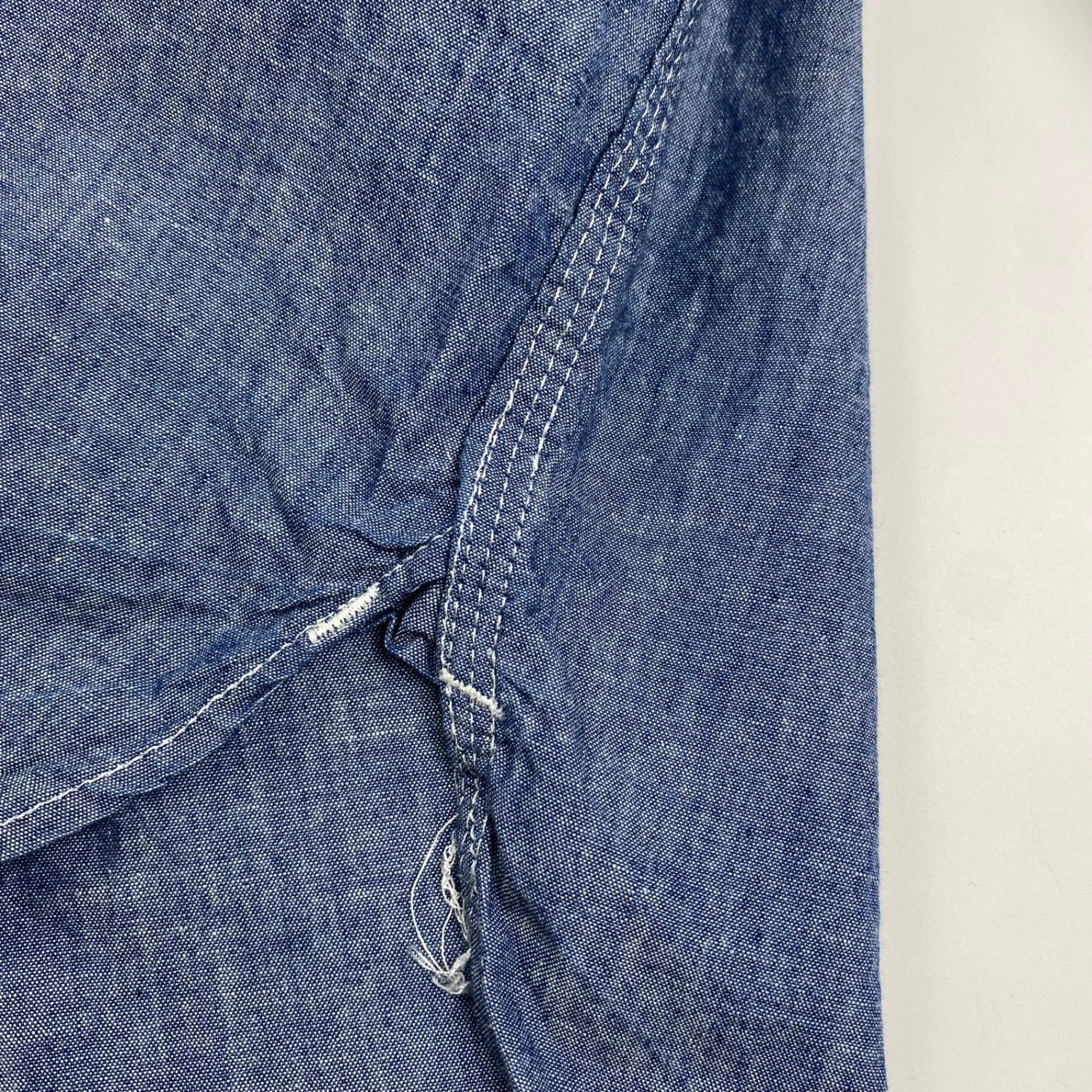 【極美品・タグ付】 KENNETH FIELD ケネスフィールド / CIGAR SHIRT シャンブレー トリプルステッチ チンストラップ マチ付 USA製 SIZE：L