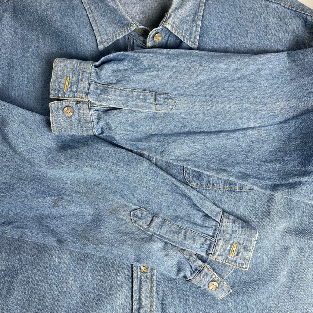 90年代 MICKEY UNLIMITED ディズニー ミッキー / ミッキープリント デニムシャツ ユニセックス SIZE：L