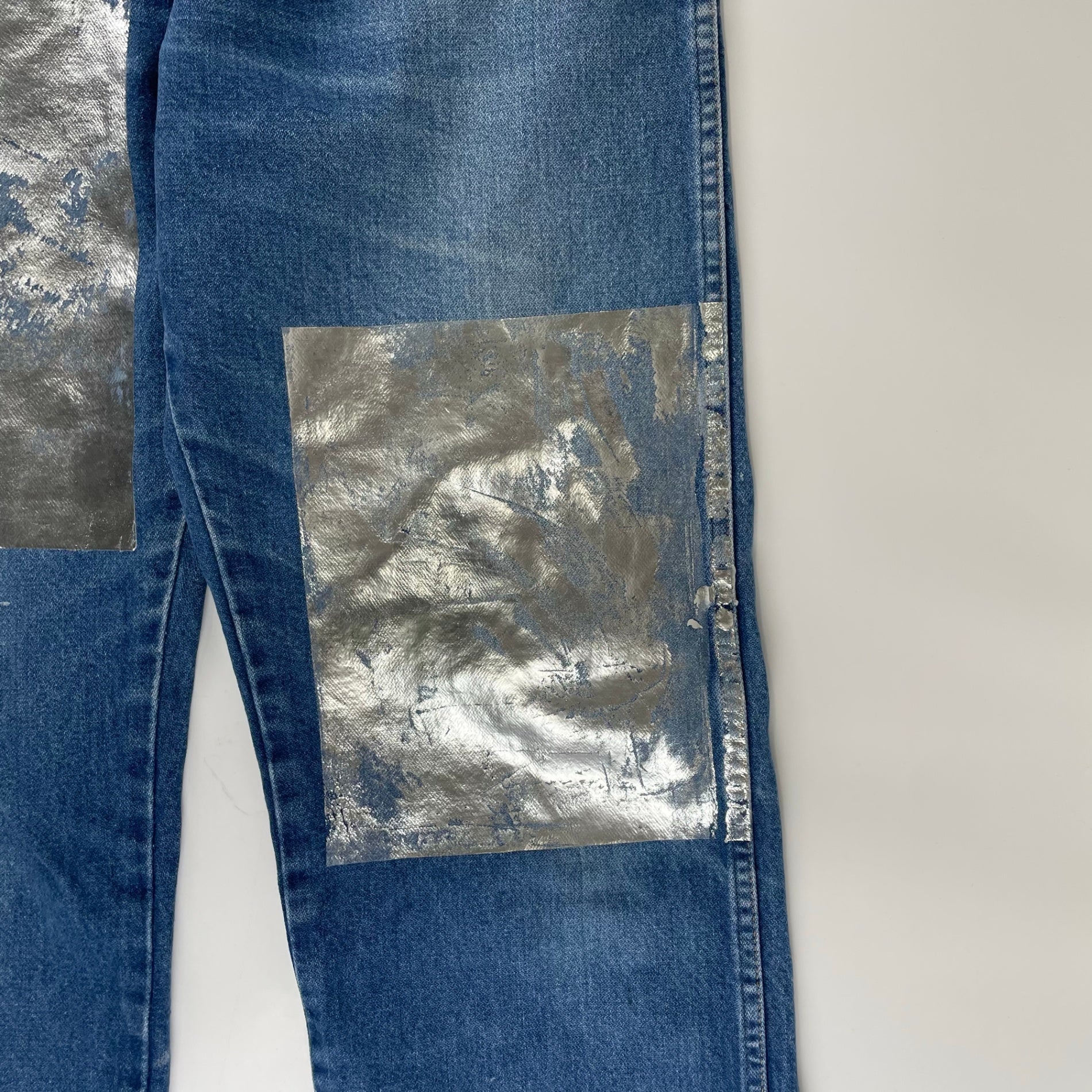 Wrangler GREEN DOOR ラングラー グリーンドア / リメイク箔押しデニムパンツ USA生地 SIZE:33×38(カットオフ)