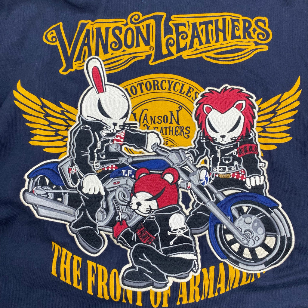 vanson × 「クローズ」 武装戦線 バンソン / 「別動隊」 刺繍 デスラビット ポロシャツ 未使用 SIZE:L