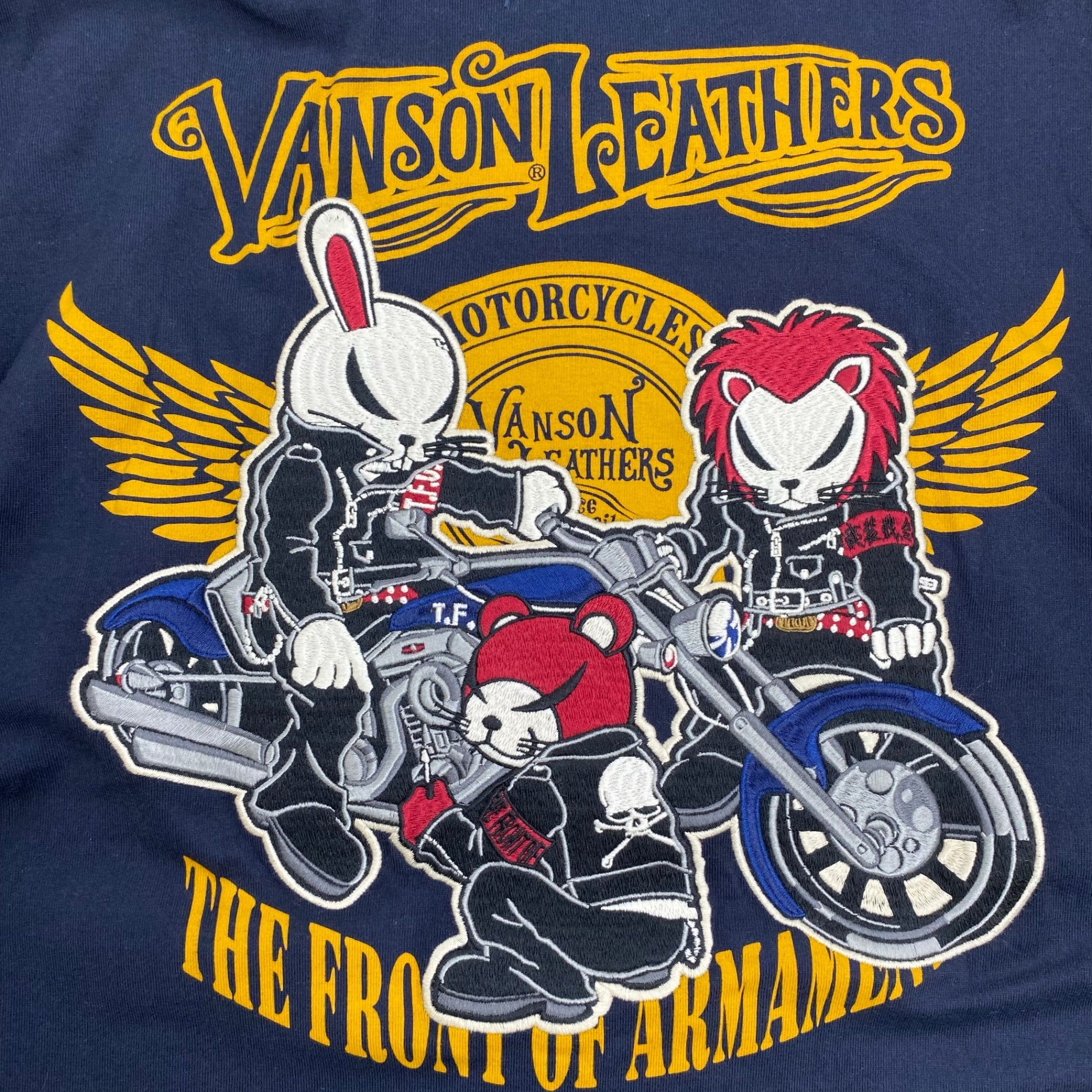 vanson × 「クローズ」 武装戦線 バンソン / 「別動隊」 刺繍 デスラビット ポロシャツ 未使用 SIZE:L