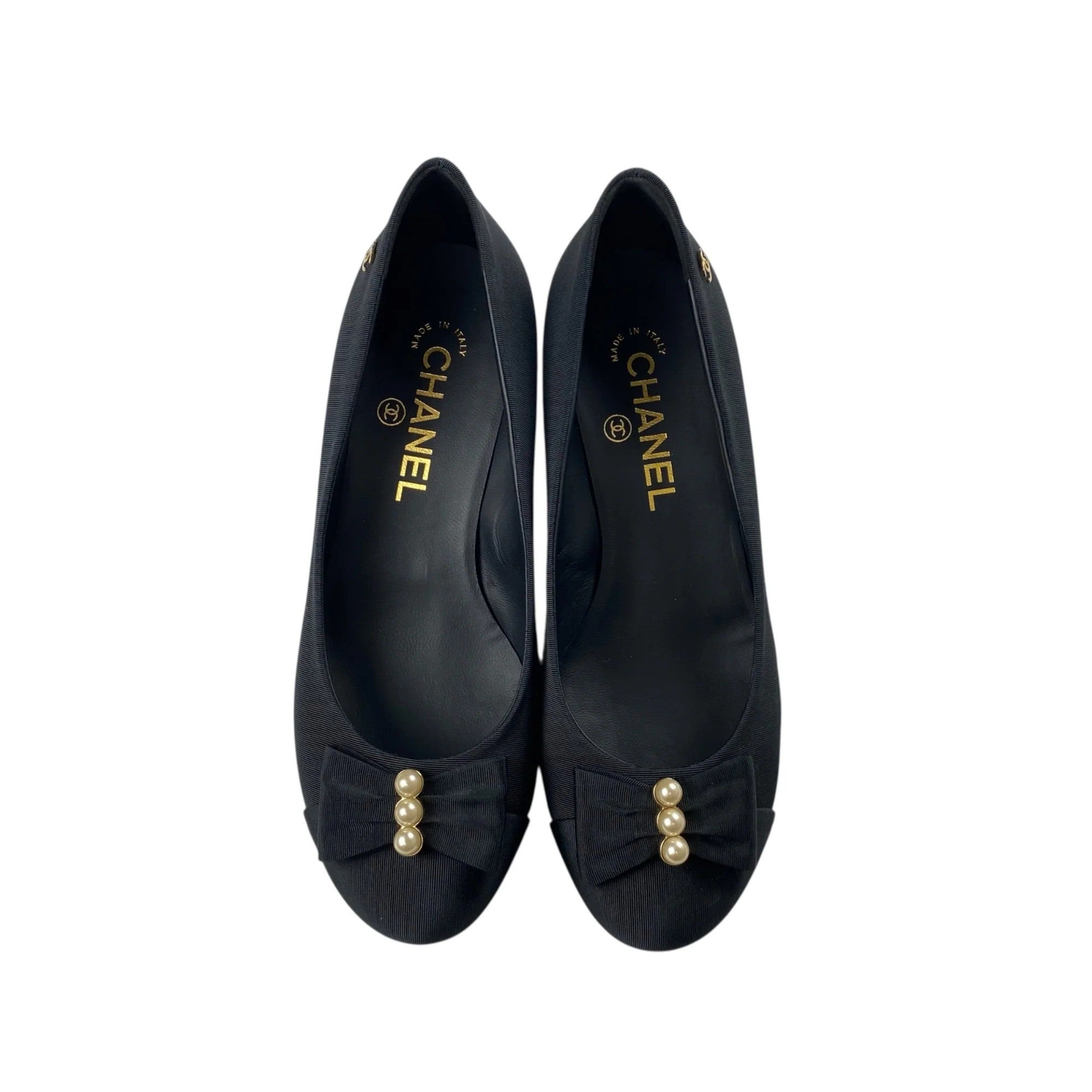 2016年 ラガーフェルド期 CHANEL シャネル / 三連パール×リボン ココマーク パンプス カール・ラガーフェルド期 SIZE:36 1/2 C（約23.5cm）