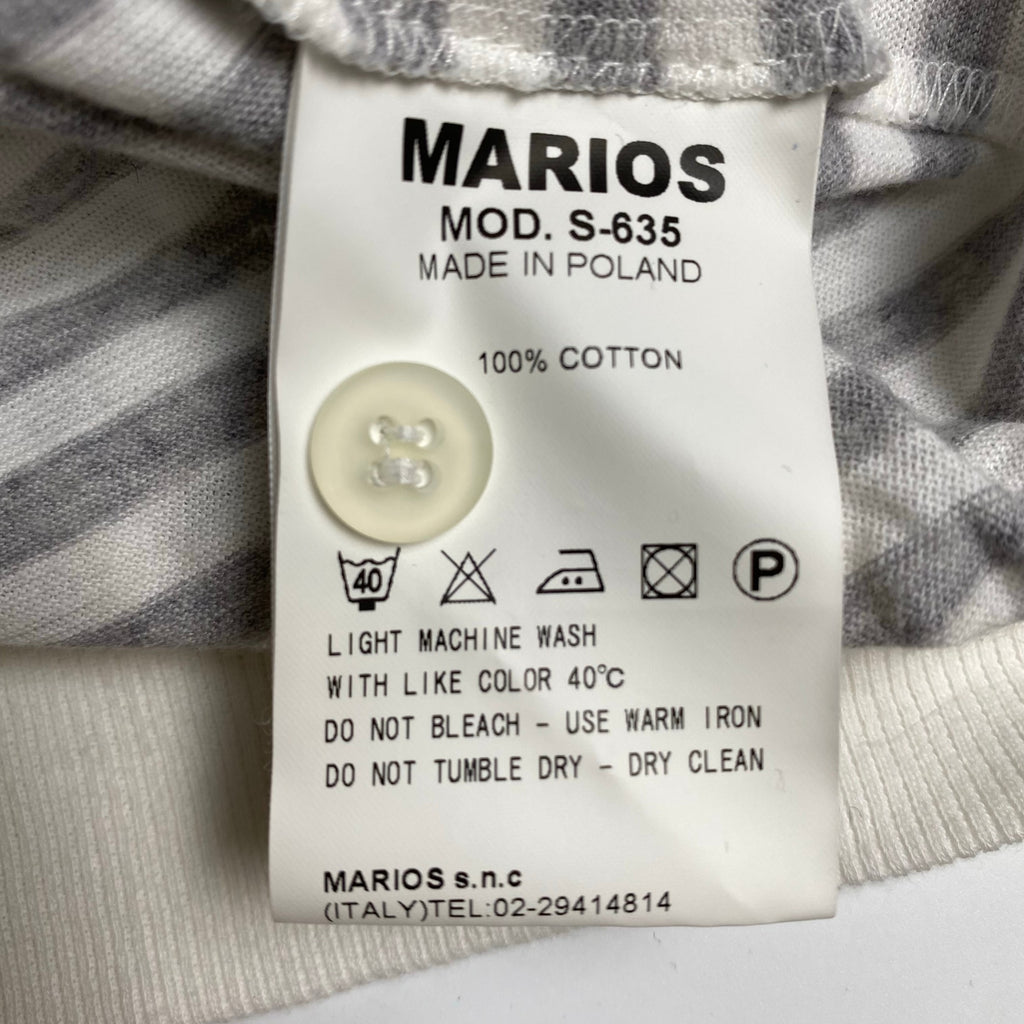 MARIOS マリオス / 変形デザイン ボーダーカットソー ホワイト×ライトグレー イタリアブランド SIZE:M