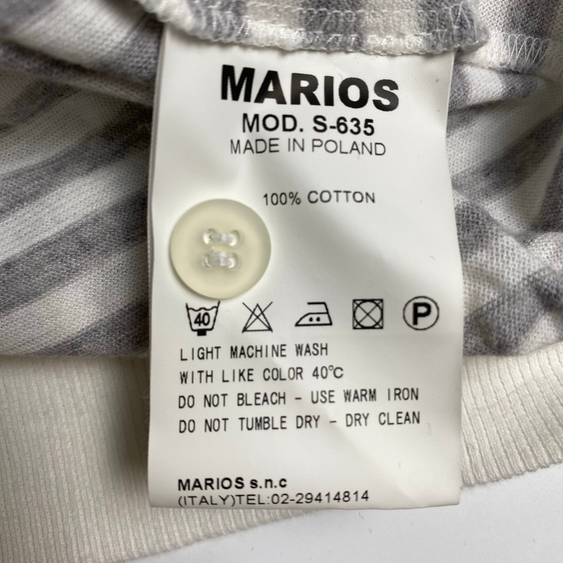 MARIOS マリオス / 変形デザイン ボーダーカットソー ホワイト×ライトグレー イタリアブランド SIZE:M