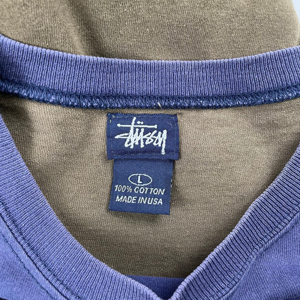 stussy ステューシー / ヴィンテージリフレクターボーダーTEE 紺タグ USA製 ショーンフォント SIZE:L